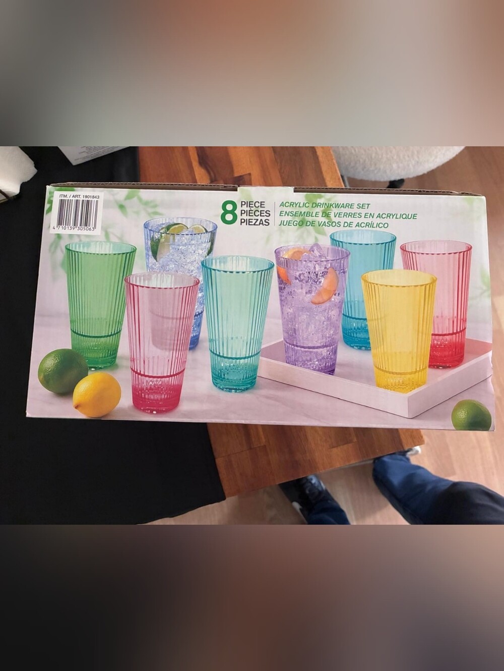 8-Piece Multicolor Acrylic Drinkware Set - Bright Colored Tumblers - Picture 5 of 5